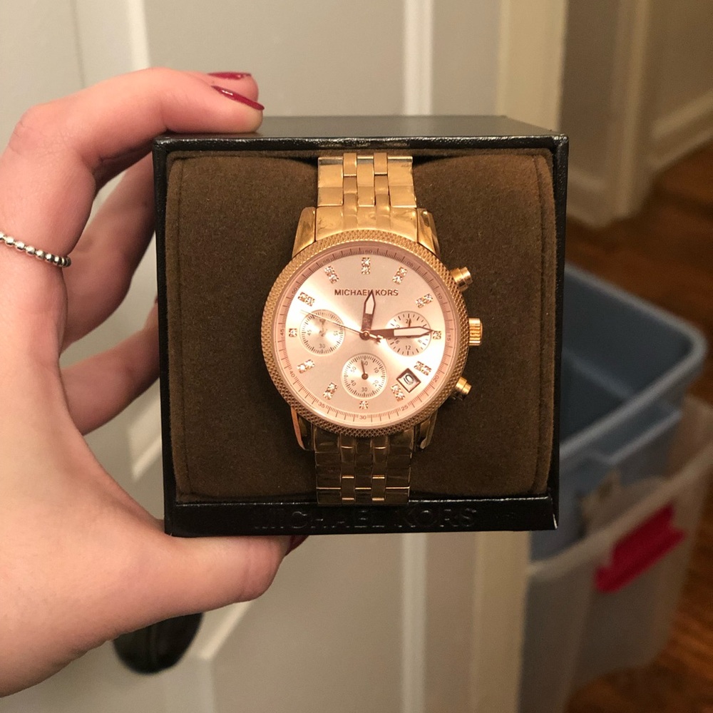 Rose gold Michael Kors diamond watch
